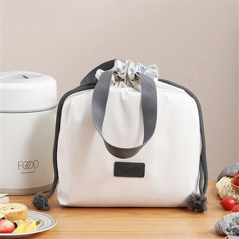 

Portable Drawstring Women's Thermal Lunch Bags Waterproof Picnic Pouch Food Insulated Cooler Container Bag For Office Students