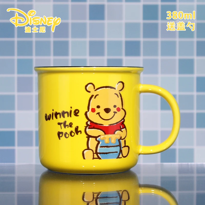 Disney Ceramic Mug Cute Cartoon Water Cup Children's Milk Cup Genuine Winnie the Pooh Series Cup Creative Watercolor Style Cup