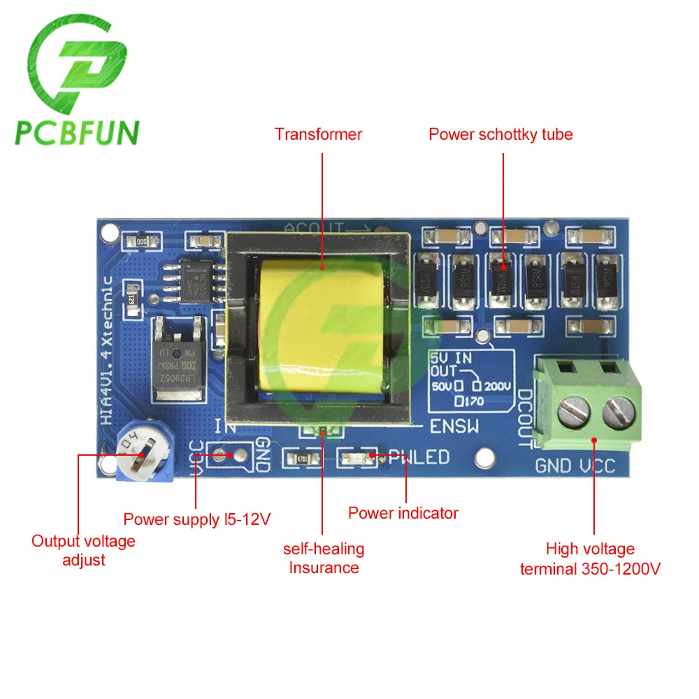 Повышающий преобразователь с высоким напряжением Φ Модуль выход 300 В-1200 в 400 В 1000