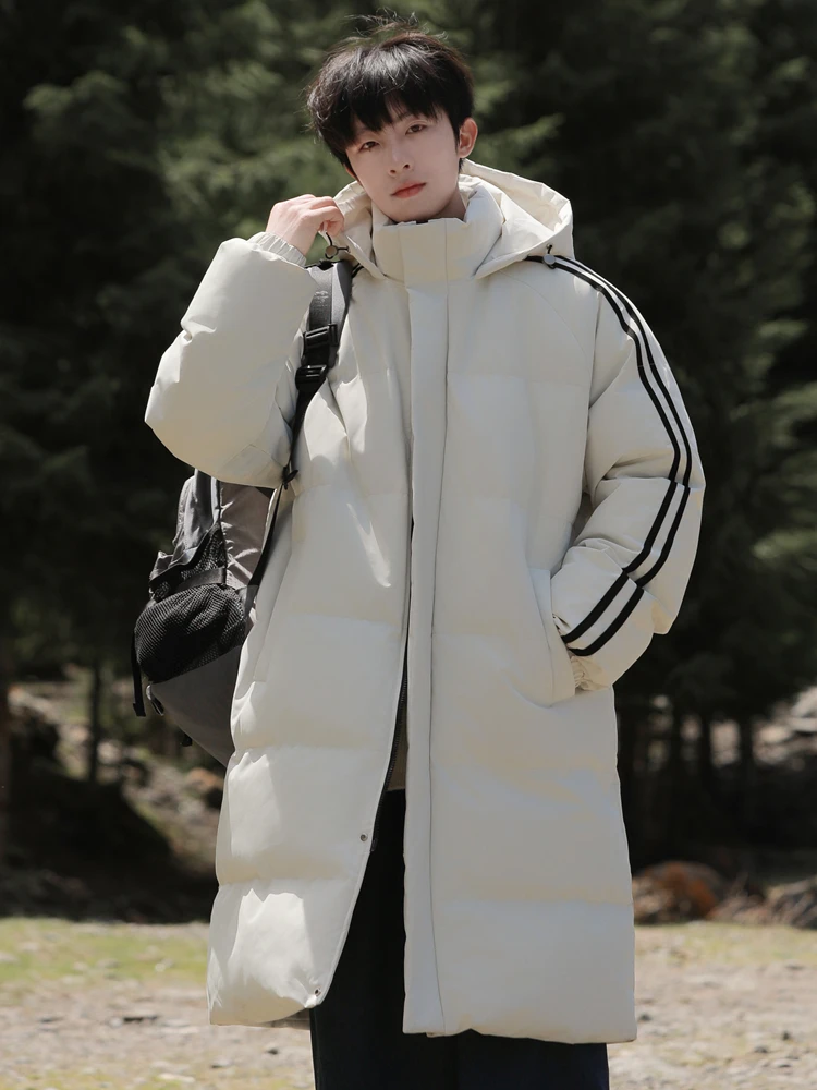 Down Jacket Cotton-padded Clothes Men's Outerwear Autumn and Winter 2024 New Fleece-lined Thickened Cotton Raccoon Warm Mid-L...