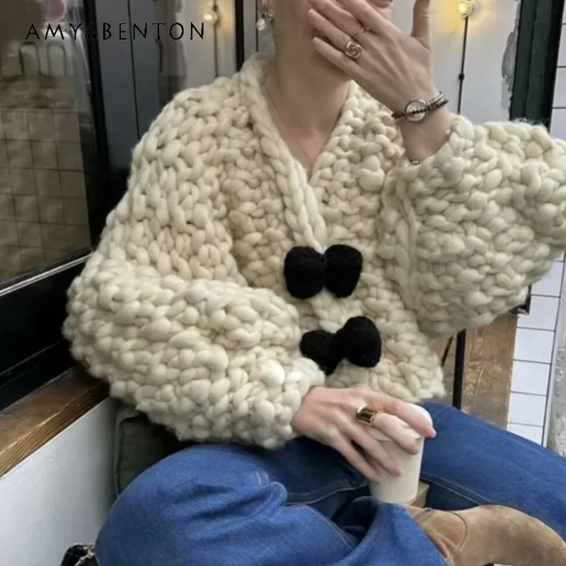 Популярный во французском стиле топ с длинными рукавами и бантом трикотаж