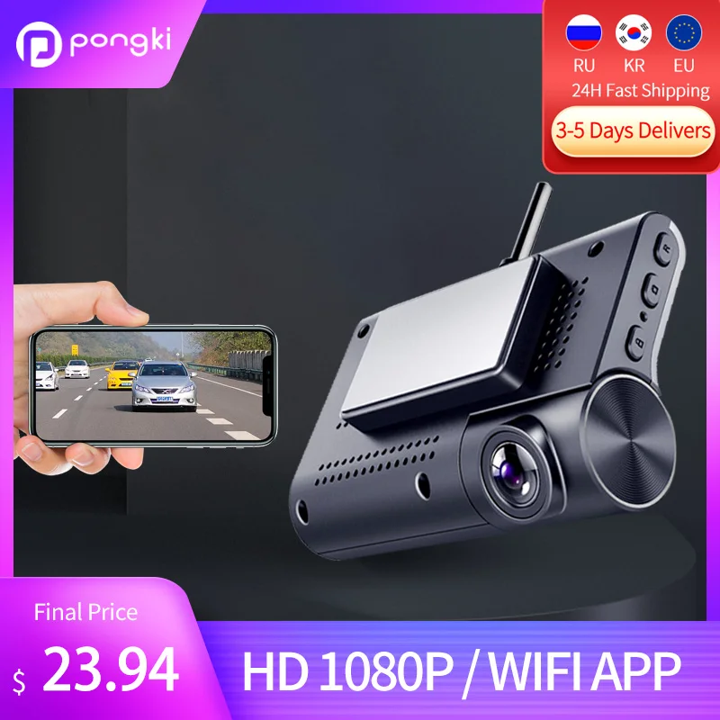 

Pongki Mini3 Dash Cam HD 1080P WIFI APP USB Video Recorder Night Vision Car DVR 24H Parking Monitoring Hidden Camera Recorder