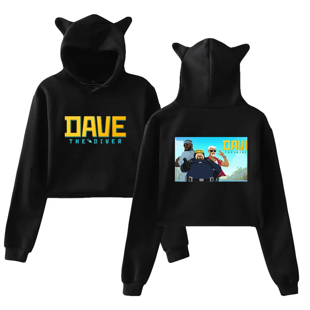 

Dave The Diver 2023 New Game Pullover Cat Ears Hoodie Long Sleeve Sweatshirts Female Crop Top Fashion Women's Clothes