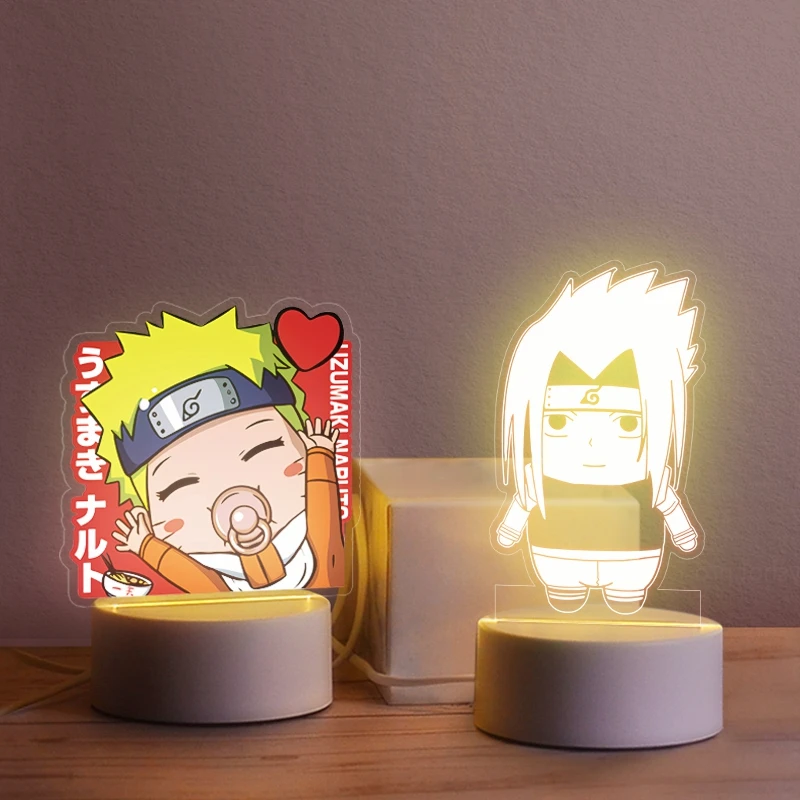 

Мультяшный Аниме Наруто охватывающий светодиодный ночник Наруто Саске двухмерное украшение для спальни прикроватная лампа детские подарк...