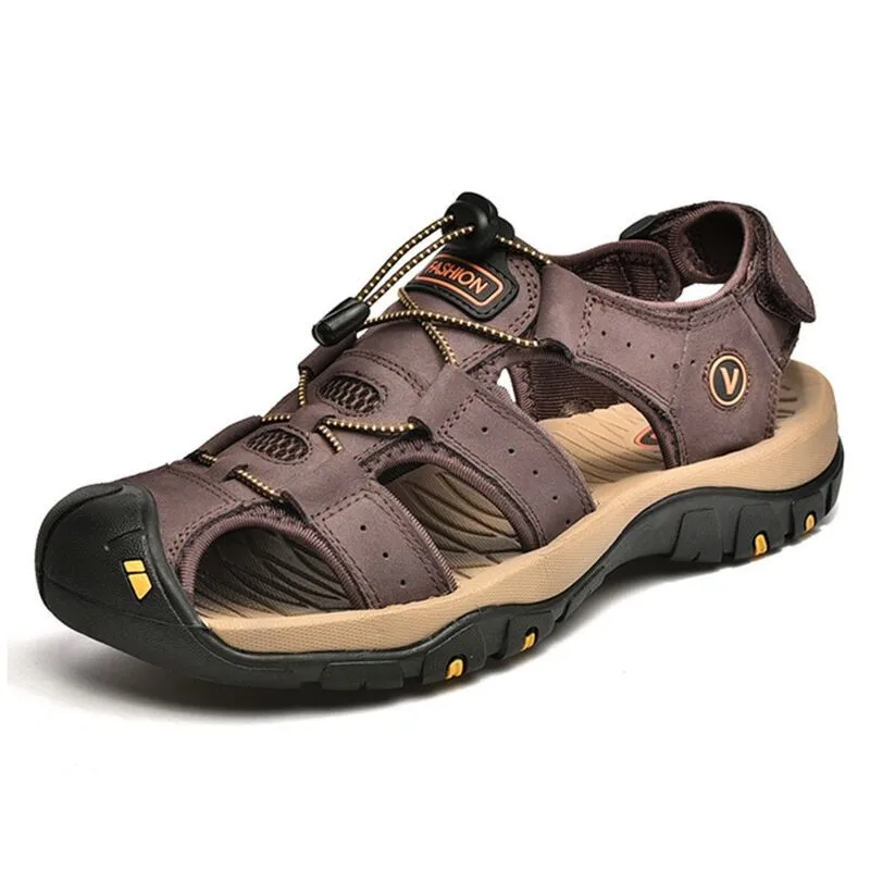 

Hot Sale Summer Men's Sandals Outdoor Non-slip Men's Beach Sandals Handmade Genuine Leather Men's Shoes Fashion Men Sneakers
