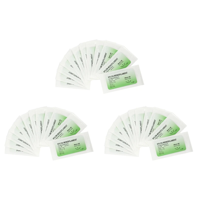 

36 Pcs Needle Suture Nylon Monofilament Thread Suture Practice Kit 2/0
