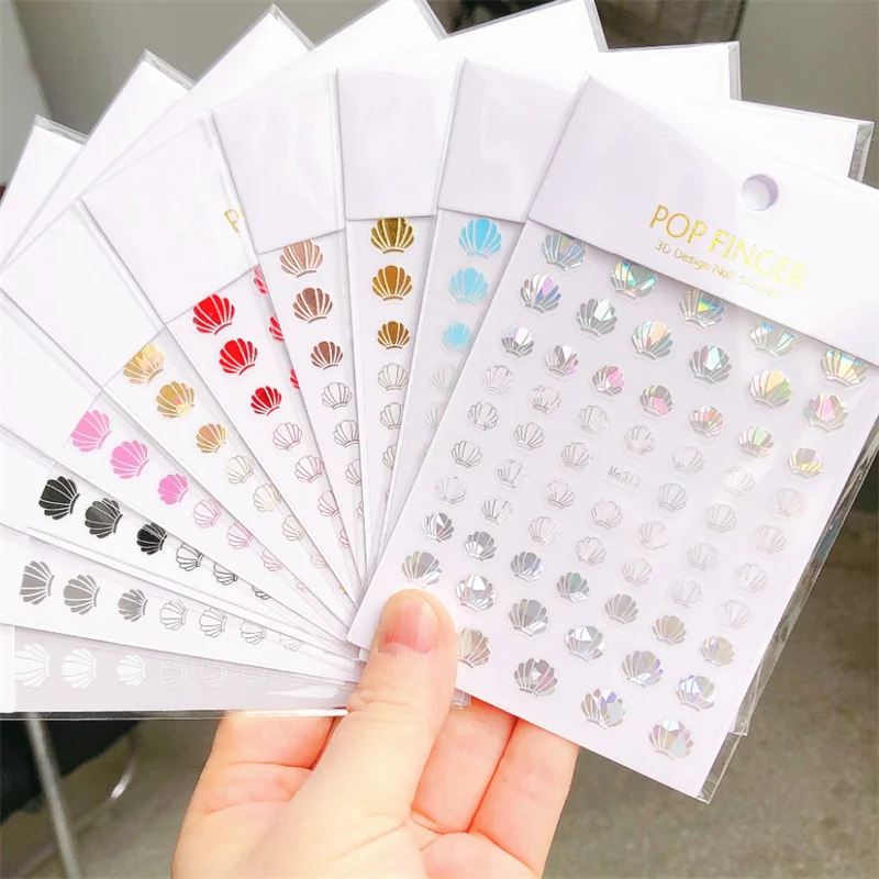 

5pcs Kawaii Summer Shell Nail Art Charms Stickers Sea Sand Series Nail Decorations Slider Decals DIY Press on Nails Accessories