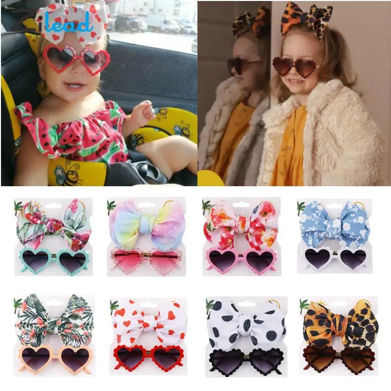

Zilead 2PCS Baby Headband Heart Sunglasses Kids Headwear Baby Girl Hair Accessories Beach Photography Props Toddler Head Bands