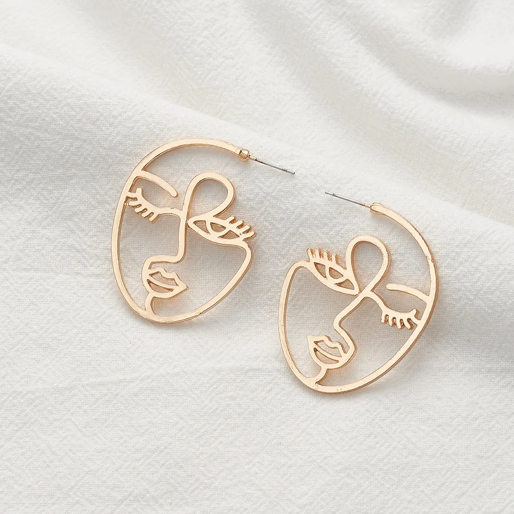

Alloy Face Earrings For Women Geometry Design Luxury Jewelry Gothic Portrait Earrings Fashion Accessories Dangle Face Earrings