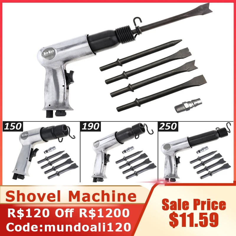 

9190 190mm Professional Handheld Pistol Gas Shovels Air Hammer Small Rust Remover Pneumatic Tools with 4 Chisels Pneumatic Tool