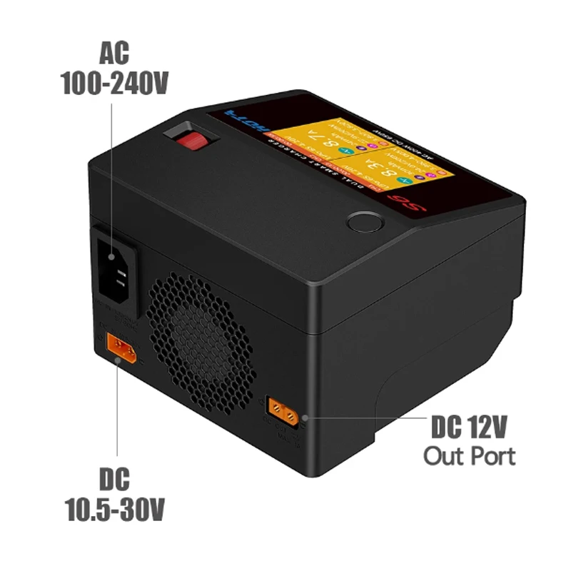 HOTA S6 AC400W DC650W 15A умное маленькое двухканальное зарядное устройство для