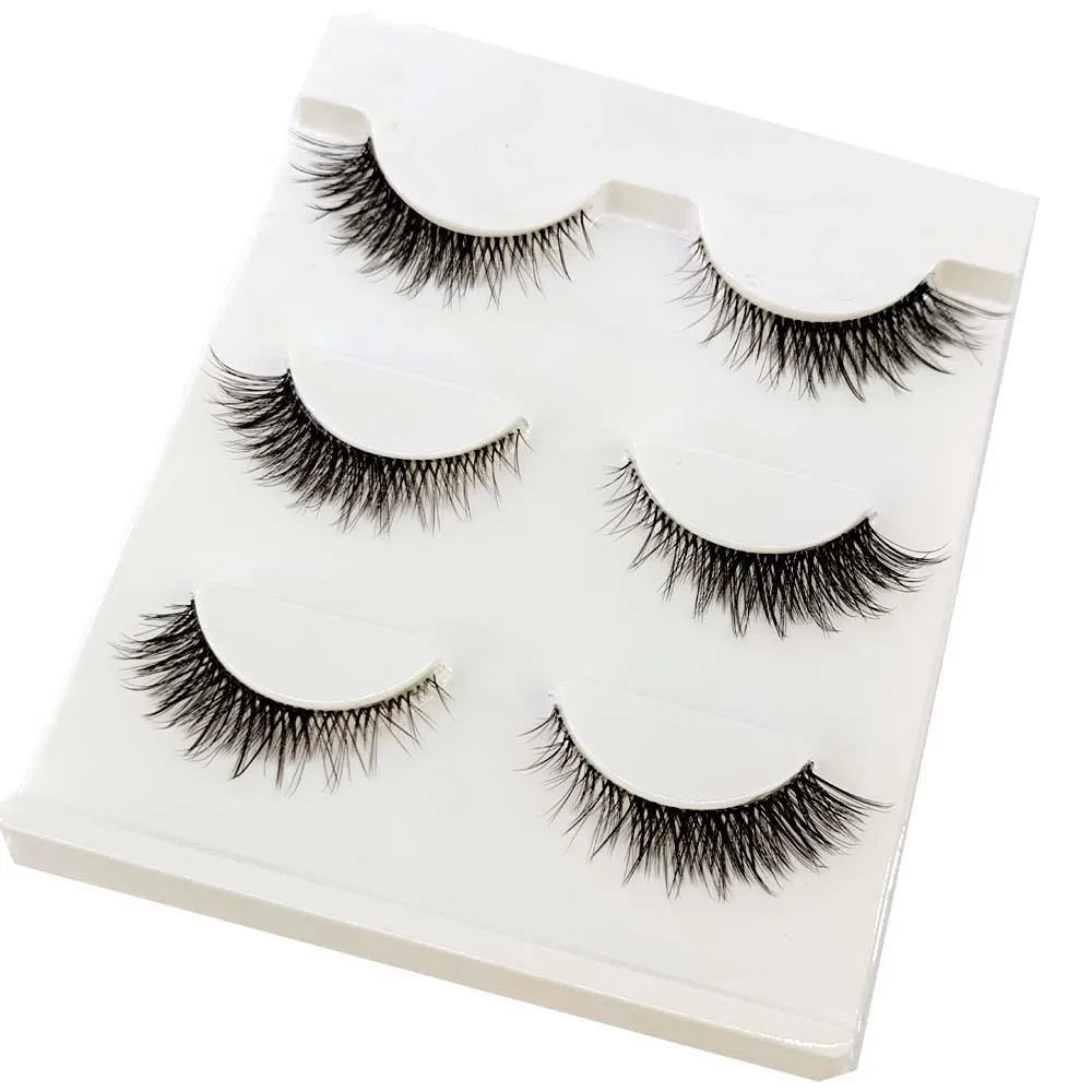 

3Pairs 3D Mink Invisible Lash Handmade Crisscross Eyelashes Clear Band Soft Strip Eyelash Natural Long Wispy False Lashes Makeup