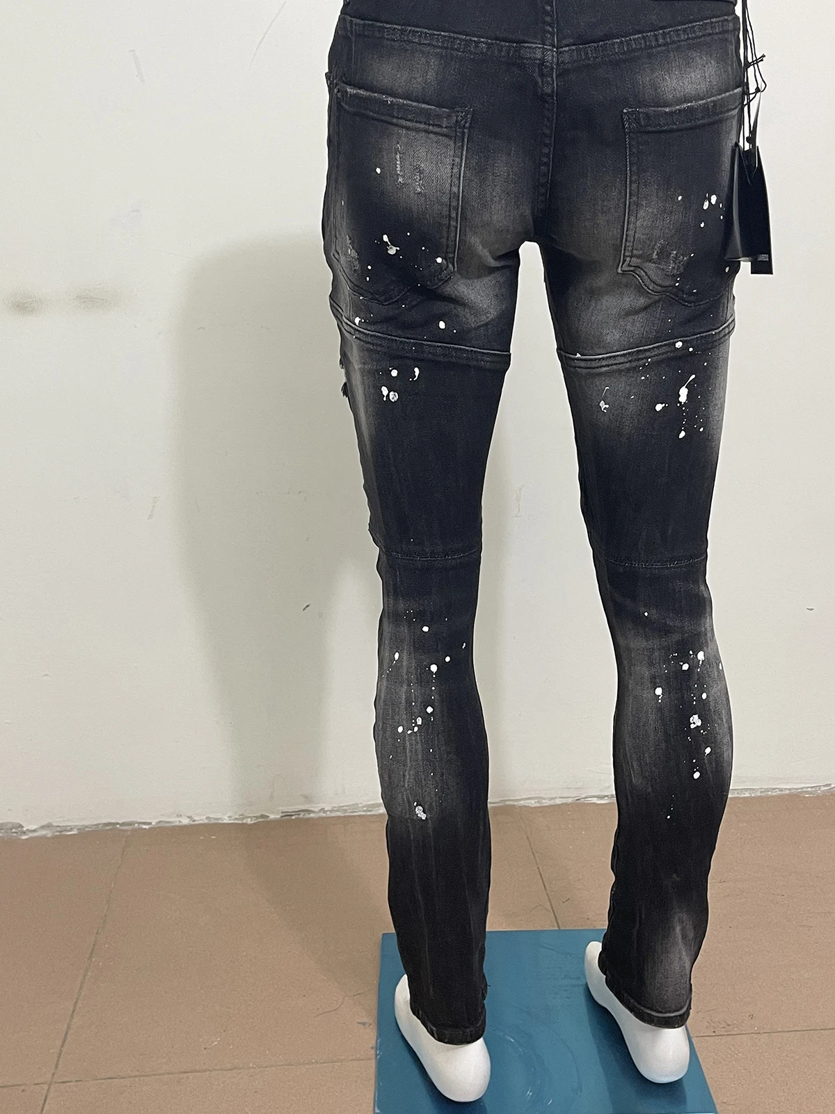 2023 spring and autumn new style jeans man d2 jeans three-dimensional cutting splice wash slim small black gray color clasp A39