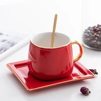 european latte coffee cup small bone china high tea cup with spoon saucer glaze ceramic kop en schotel home drinkware ll50cc