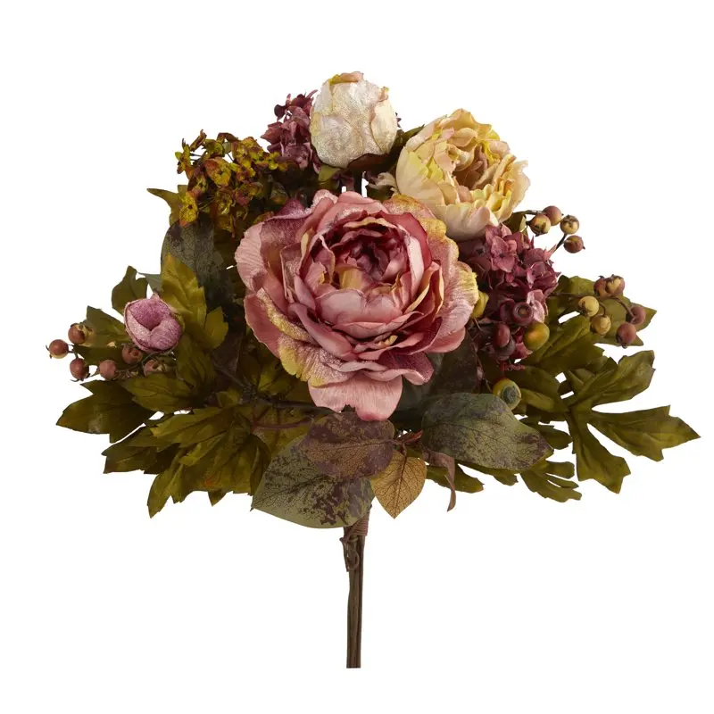 

17" Peony Artificial Flower Bouquet (Set of 2), Pink