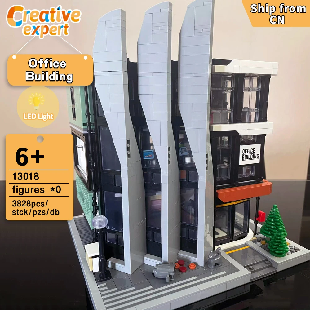 

7702 креативный эксперт Moc офис здание улица вид кирпич модульная модель дома Строительные блоки Детская игрушка Подарки 3828 шт.