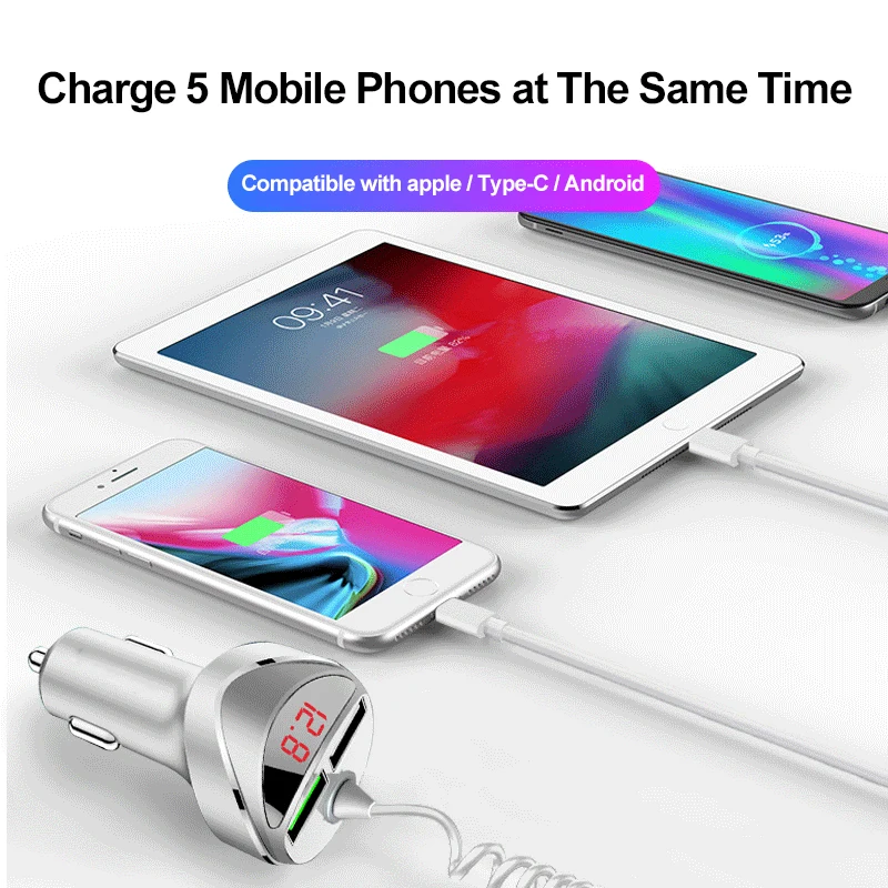 Быстрое Автомобильное зарядное устройство QC 3 0 с USB-кабелем в 1 для iphone 11 7 Samsung Xiaomi