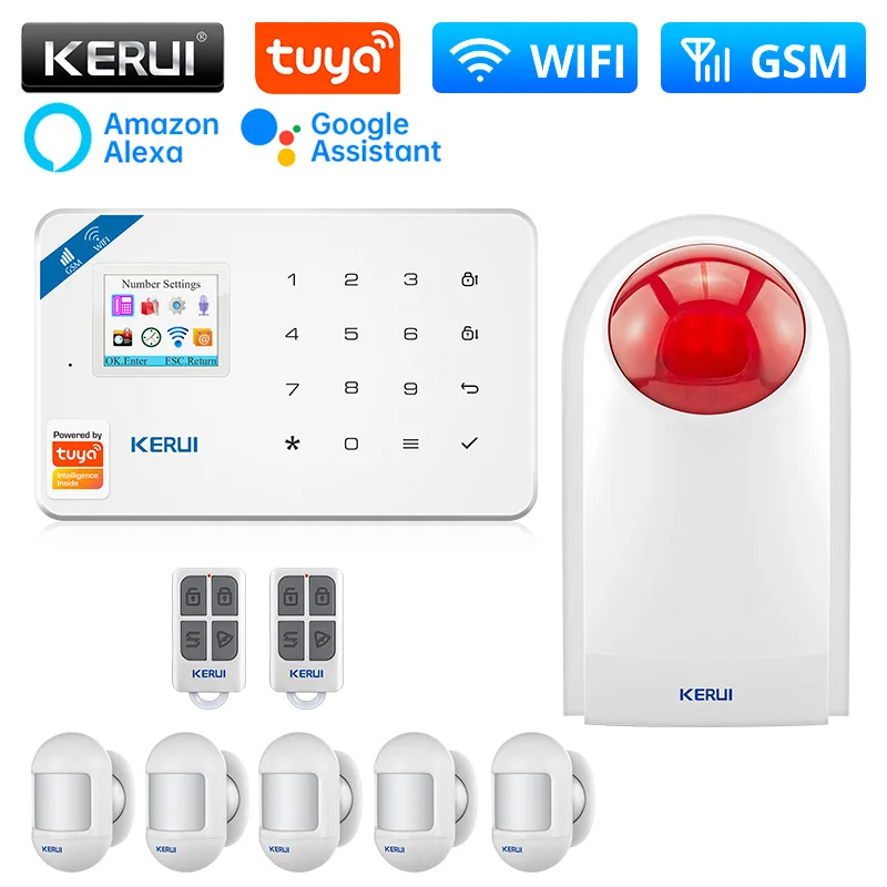 

KERUI W181 Базовая сигнализация WIFI GSM сигнализация умный дом Комплект Tuya умная поддержка Alexa датчик движения Детектор Беспроводная сирена
