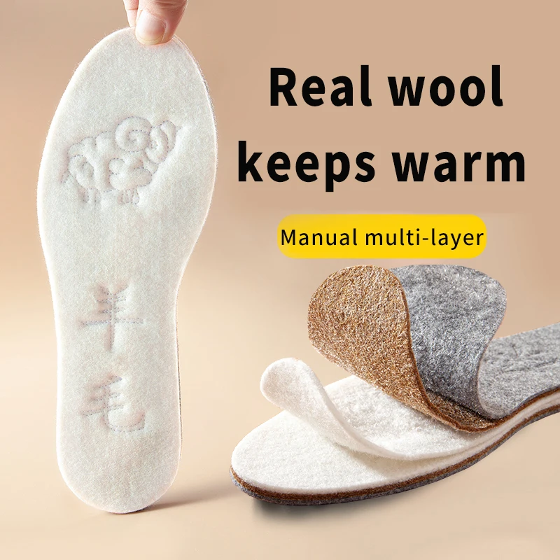 

Winter Warm Insoles For Shoes Men Women Wool Thicken Soft Shoes Pads Breathable Skin-friendly Cotton Cashmere Keep Warm Insoles