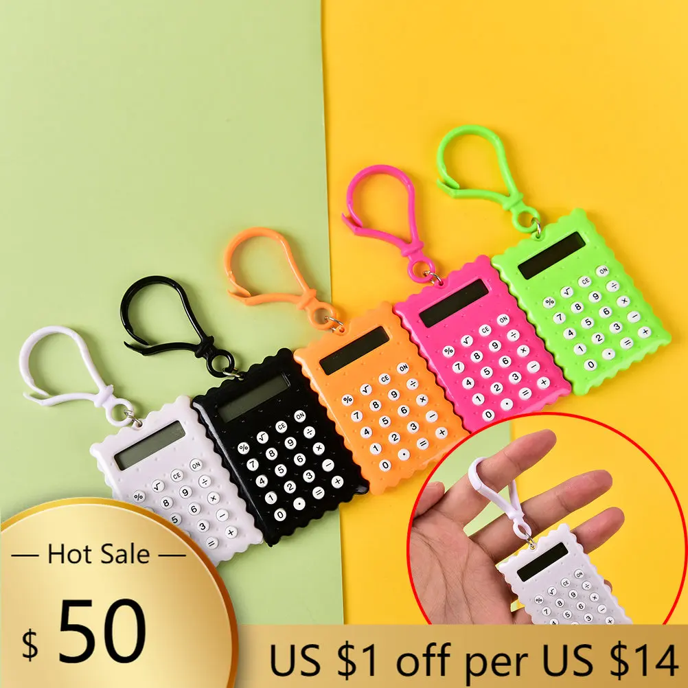 

Plastic Mini Keychain Calculator Handheld Pocket Type Coin Batteries Calculator Small battery office supplies student stationery