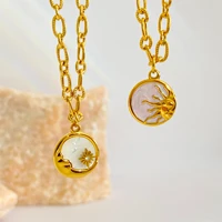 designs aesthetic necklaces moon star sun shell pearl initial necklace gold stainless steel aesthetic necklaces jewelry women