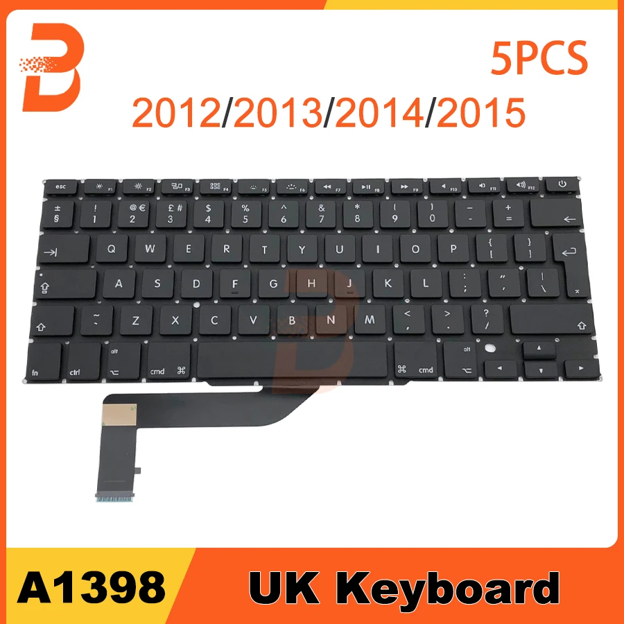 

Клавиатура a1398 для Macbook Pro Retina 15 дюймов, английская раскладка, 5 шт., 2012, 2013, 2014, 2015 лет