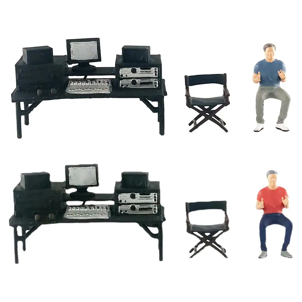 

3x 1:64 Painted Figure W/ Table Chair Director Dolls Decoration for Teens