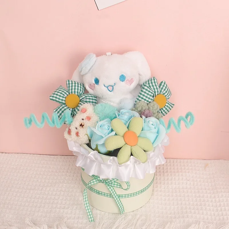 Sanrio Kawaii Kuromi плюшевая игрушка ведро букет Cinnamoroll Мягкий Плюшевый цветок из