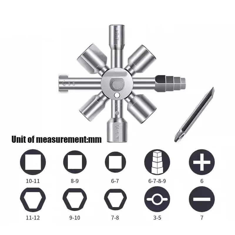 

Triangular Key Wrench In Multifunctional Electric Control Cabinet Elevator Water Meter Valve 10in1 Cross Key Screwdriver New