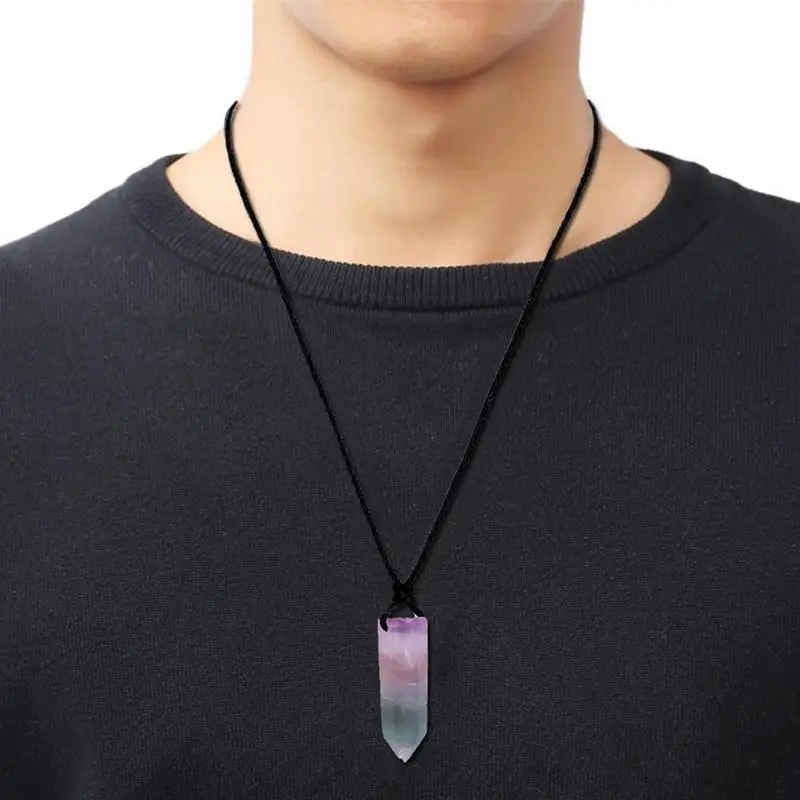 

Necklace Natural Stone Pendant Necklace Small Amethyst Stone Jewelry Of Hand-woven Rope For Girlfriend Women Healing Gift