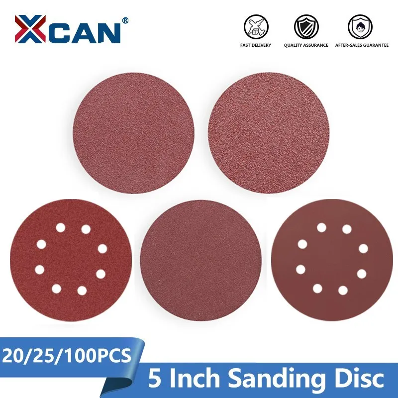

XCAN Round Sandpaper Disk Grit 60/80/100/120/241 Sanding Discs 125mm/5Inch Hook Loop Sandpaper Sand Sheet
