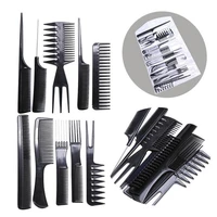 10pcsset pro salon hair cut styling hairdressing barbers combs brushes with storage bag high quanlity black