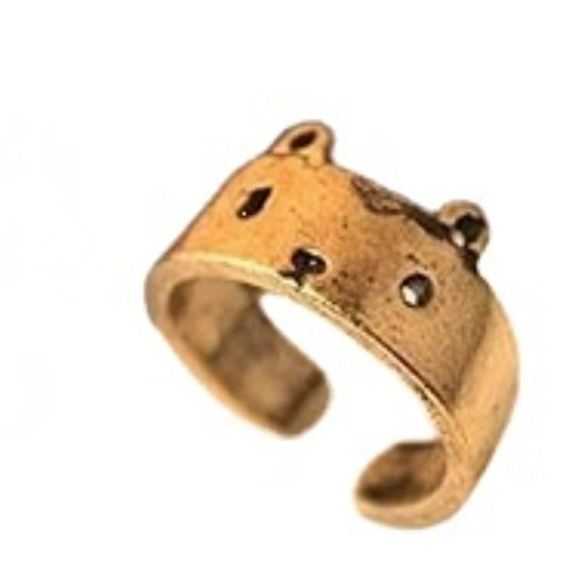 

New 2022 Geometric Fashion Alloy Bear Ring Opening Adjustable Animal Ring Jewelry Gift