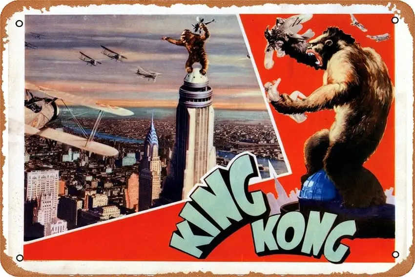 Kng Kong 1933 постер для дома настенное искусство украшение в стиле ретро металл Tn Sgn 8x12
