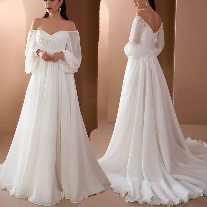 

Белое вечернее платье с открытыми плечами Qipao, сексуальное женское свадебное платье для невесты, Ципао, элегантное однотонное вечернее платье