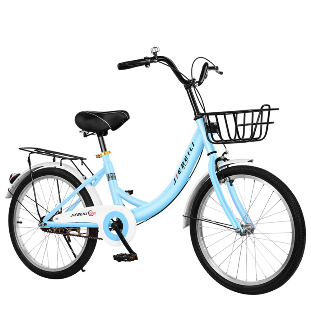 

Aldult Bicycles Single Speed Bike 24 Inches High-Carbon Steel Student Commutetransport With Back Seat And Basket