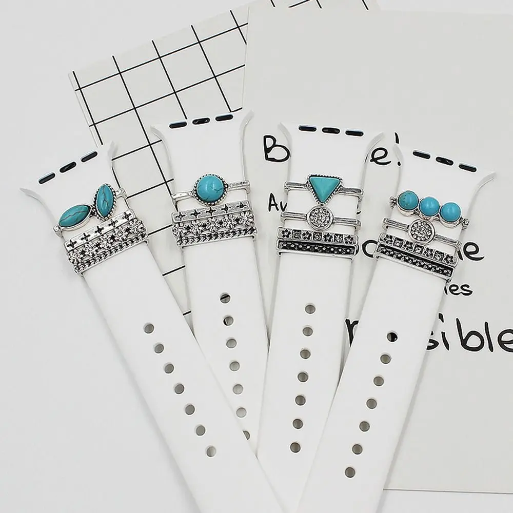 Кольцо для умных часов с алмазным орнаментом, металлическое декоративное кольцо для часов, кольцо для часов Apple Watch, силиконовый ремешок, аксессуары