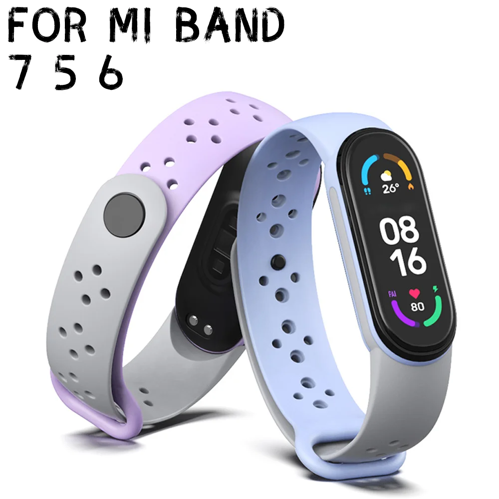 

Bicolor Silicone Strap for Xiaomi Mi Band 7 6 5 Replacement Correa Strap for MiBand 5 6 7 Sport Bracelet Wristband Accessories