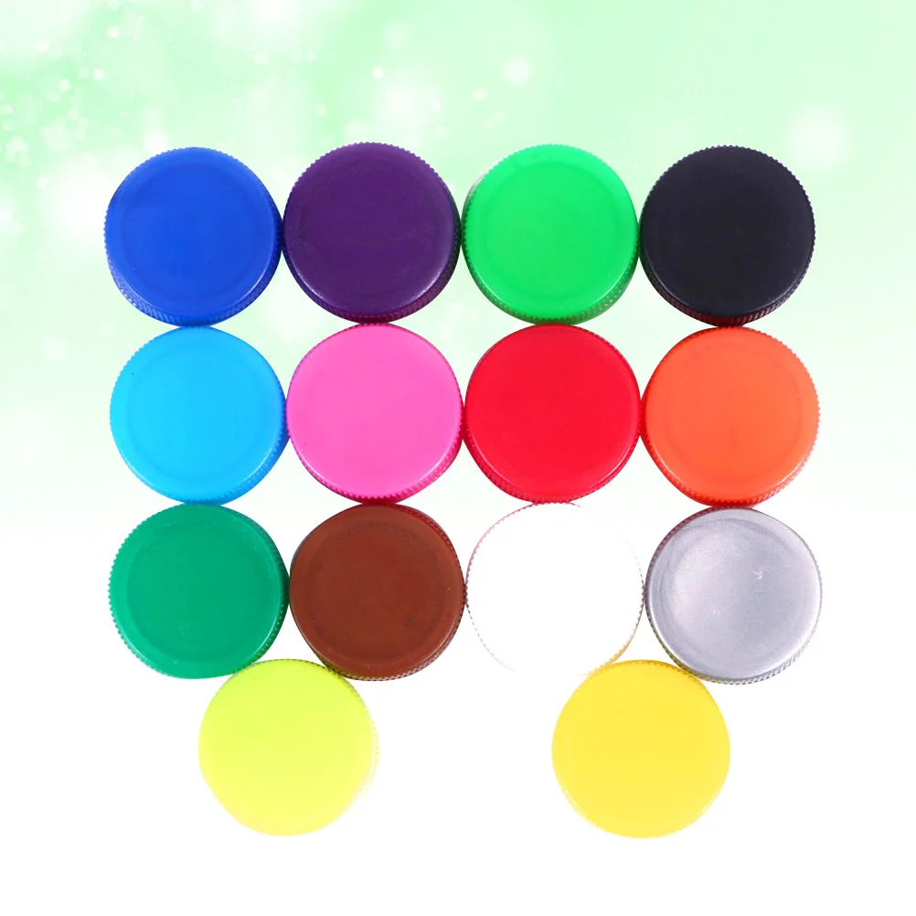 

100PCS Bottle Caps Twisted Screw Caps For Water Bottle Kindergarten Diy Projects ( Assorted 14 Colors )