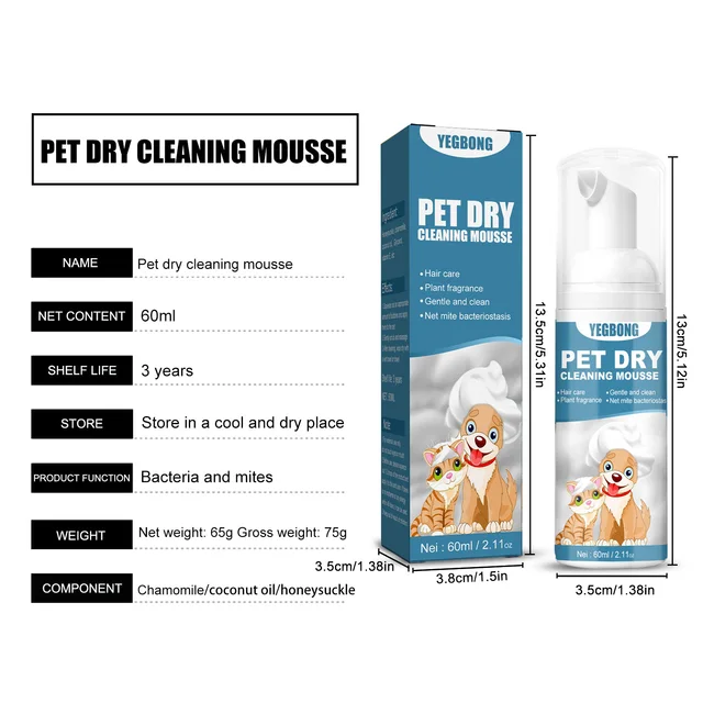 Cat Dry Shampoo No Rinse Foam Cat Dog Bath Rinse Free Shampoo For Dogs And Cats Freshens And Removes Odors Shorten Pets Bath 6