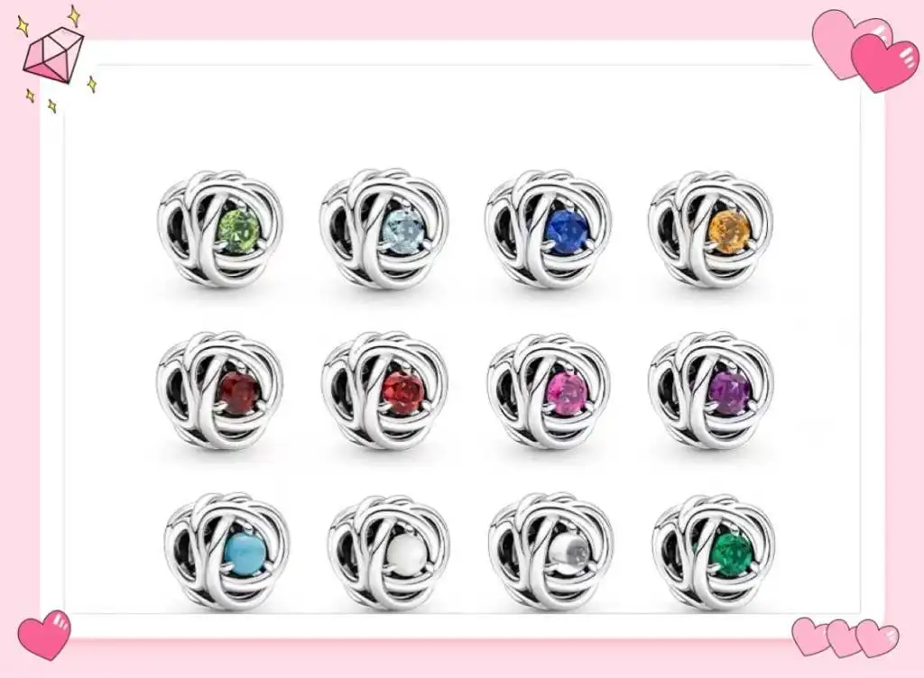 

pan S925 sterling silver spring green eternal circulation simple charm 790065C03 natal couple models