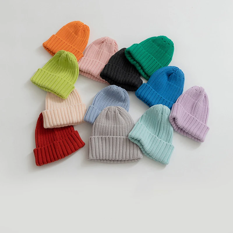 

Детские зимние шапки для мальчиков и девочек, вязаная шапочка кроше, вязаная шапка для младенцев и малышей, Детские аксессуары, конфетных цв...