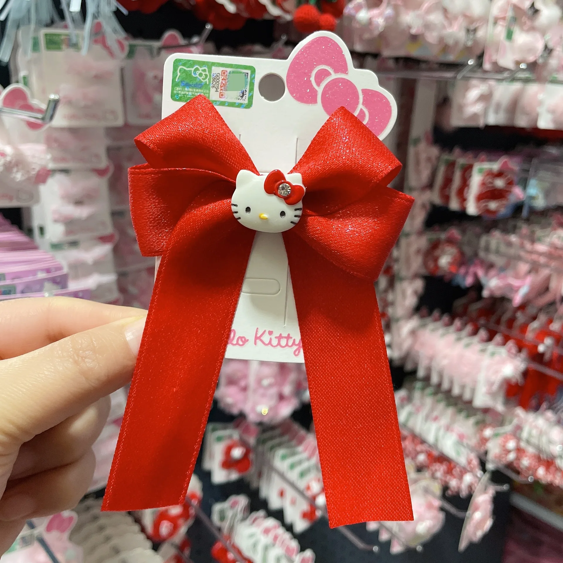 

Hello Kitty Children Hair Accessories Hello Kitty Headdress Big Red Ribbon Bow Hairpin
