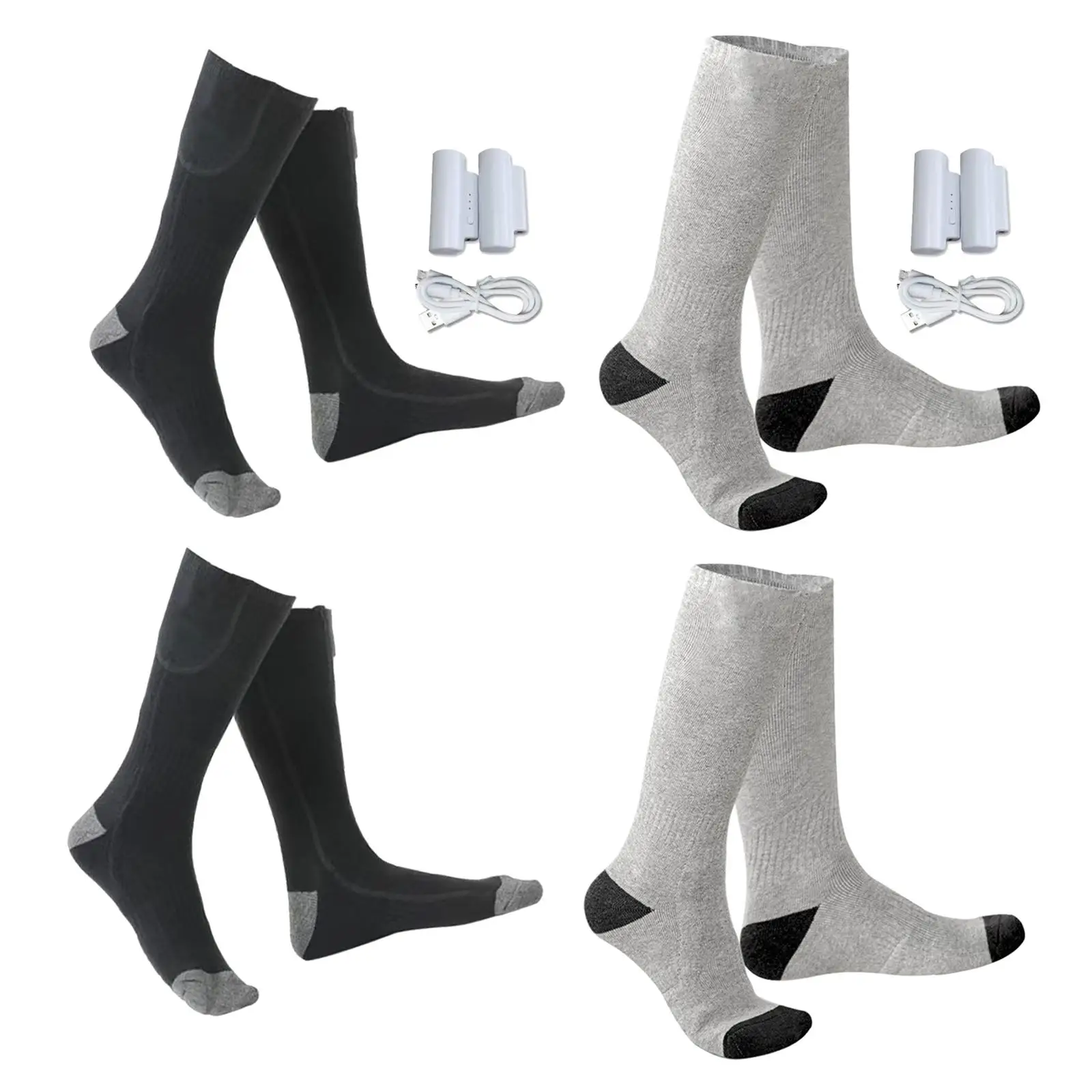 

Зимние носки с подогревом, моющиеся носки с подогревом на батарейках, Длинные чулки для альпинизма, занятий спортом, велоспортом, кемпинга