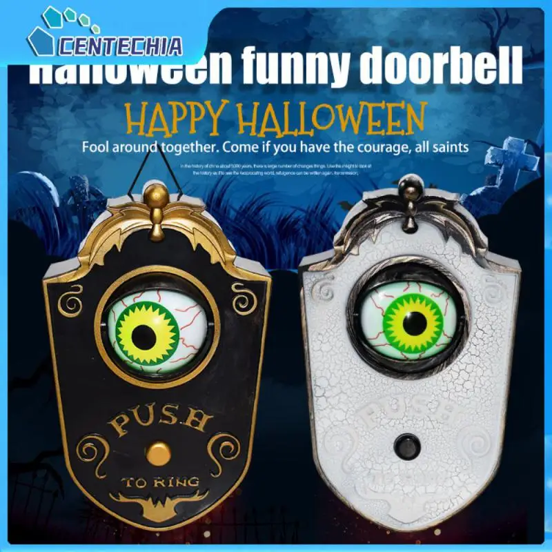

Одноглазный дверной звонок на Хэллоуин, украшение на День призрака, светящийся, со звуком, подвесной дверной звонок на всю дверь, пластиковый глазный звонок