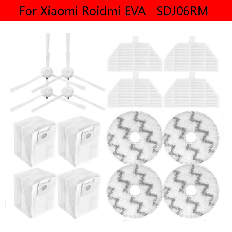 

Аксессуары для робота-пылесоса Xiaomi Roidmi EVA SDJ06RM, фильтр НЕРА, боковая щетка, насадка на швабру, тряпка, мешок для пыли, запасные части