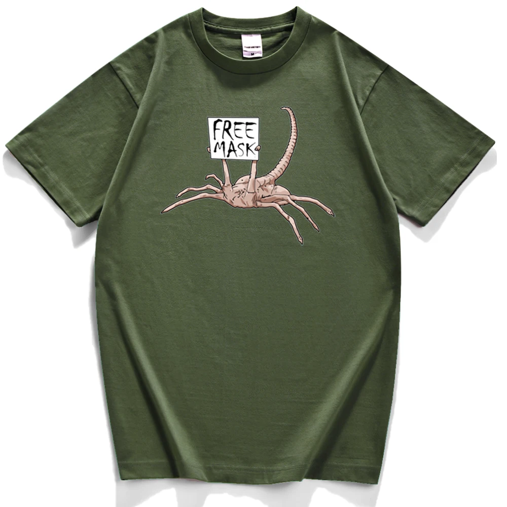 

Футболка Alien Free мужская с принтом маски, повседневный модный топ с коротким рукавом, в стиле хип-хоп, брендовая ретро
