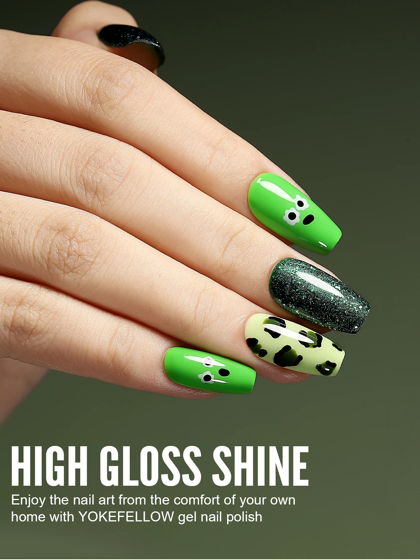 Yokemulti набор гель-лаков для ногтей 6 шт. 10 мл зеленый насыщенный пигмент удаляемый