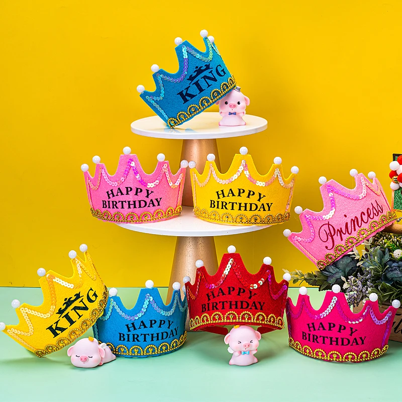 

Happy Birthday Crown Hat Children's Birthday Decorations Toys Cake Topper Photo Prop Holiday Party Glow Hat Baby One Year Old