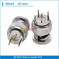 50 ohm bnc q9 male solder cup pcb 4 needle nickel plated brass rf connector coaxial adapters